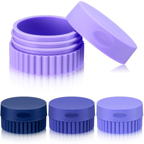Maxcheck 4 Pcs Travel Containers for Toiletries 0.68 Oz/20 ml Small Silicone Cream Jar with Lid Mini Leakproof Lotion Jar Refillable Travel Cosmetic Container for Face Body Skin Cream (Blue Color) - color: Blue Color