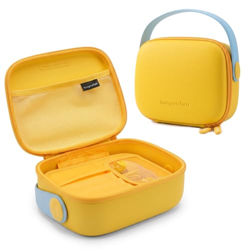 Hard Shell Makeup Case, Waterproof Travel Makeup Organizer with Adjustable Dividers & Brush Holder, Portable Cosmetic Bag with 360° Rotating Handle, Large Capacity Cute Makeup Case for Women