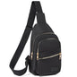 Banelu Small Sling Backpack Crossbody Bags for Women, Small Sling Bag Cross Body Bag Fanny Packs Crossbody Purses - Gold Zipper - color: K Black