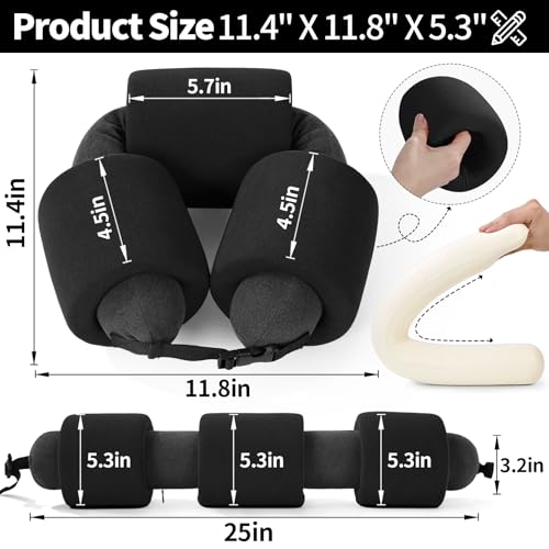 3-Ring Memory Foam Travel Neck Pillow It has obtained a Patent. The Three Rings can be movably Adjusted to Provide Flexible Support for The Neck, Head, and Other Areas.Black - color: Black