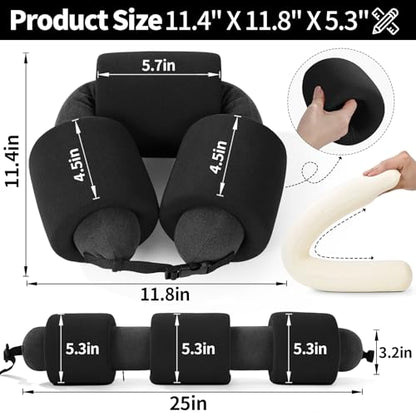 3-Ring Memory Foam Travel Neck Pillow It has obtained a Patent. The Three Rings can be movably Adjusted to Provide Flexible Support for The Neck, Head, and Other Areas.Black - color: Black