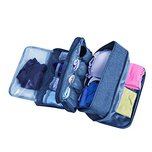 Portable Underwear Bra Storage Bag Waterproof Travel Organizers Multi-Layer Toiletry Packing Cube - color: sky blue