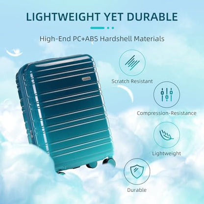 LARVENDER Carry on Luggage 22x14x9 Airline Approved Hardshell Suitcase with Wheels TSA Lock, PC+ABS Lightweight Suitcase Set for Women with Travel Backpack, Ocean Breeze, 3 Piece Set - color: Ocean Breeze-20BP, size: 3 Piece Set (Backpack/TB/20)