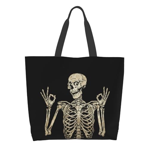 Shoulder Bag Large Reusable Eco-friendly Shopping Bags Portable Storage Handbag | Large - color: Skeleton Posing8