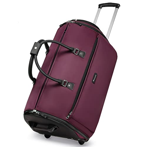 Modoker Rolling Garment Bags, 25in Large Garment Duffle Bag with Wheels, 3 in 1 Garment Suit Luggage Bag, Not Standard Carry-On Size for Women Men Business Travel Weekender, Red - color: 25in-Red
