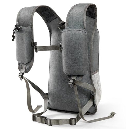 Small Hiking Backpack with Detachable Front Phone Holder, Foldable Packable Back pack with Chest and Waist Strap, Lightweight Daypack for Women Men (Gray, 15L) - color: Gray