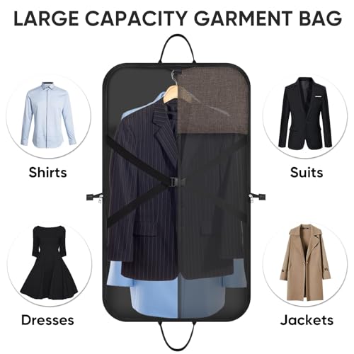 BALEINE Travel Garment Bag, Travel Suit Bag for Men, Water Resistant Carry on Garment Bag for Hanging Clothes, Garment Duffel Bag for Travel Business (Brown) - color: Brown