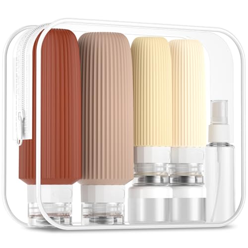 Mrsdry 16 Pack Travel Bottles for Toiletries, 6oz Silicone, Leak Proof, Reusable, Oval, Perfect for Travel, Vacation, Plane Trip, Camp - color: Cream, size: Large