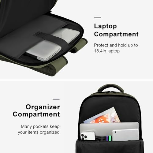 MATEIN Extra Large 45L Travel Backpack, Airline Approved Carry on Backpack with Shoe Compartment, Water Resistant Luggage College Overnight Weekender Travel Bag Fit 18" Laptop, Green - color: Green, size: XX-Large