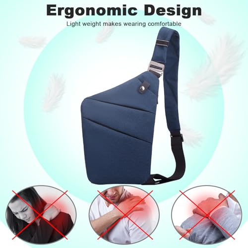 Anti Theft Travel Bag, One Shoulder Large Capacity Cross-body Bag Chest Fashion Lightweight Sling Bags for Travel Sports - color: Blue, style: Right Shoulder