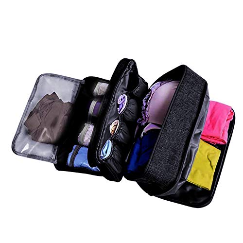 Portable Underwear Bra Storage Bag Waterproof Travel Organizers Multi-Layer Toiletry Packing Cube - color: black