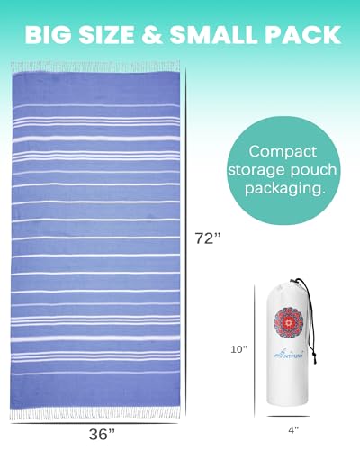 Turkish Beach Towels Vacation Essentials with Bag Quick Dry Sand Free Soft Absorbent Adult Bath Pool Swim Long Wide Stripe Towel Cloud Linen Sandfree Mat Summer Thing Lightweight Thin Travel Blue - color: Thinner Blue, size: 72 x 36 inch