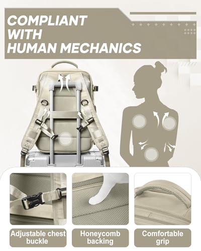 suwasp Vacuum Compression Backpack, 40L Expandable Travel Backpack with Electric Vacpack Pump, Travel Vacuum Bags with Shoe Compartment/15.6inch Laptop Compartment/USB Port, Khaki - color: Khaki, size: Medium