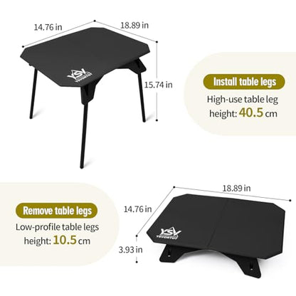 Ultralight Folding Camping Table - 2 Height Adjustable Portable Outdoor Picnic Beach Desk with Carry Bag,Compact for Backpacking,Camp,Travel,Patio - color: Black