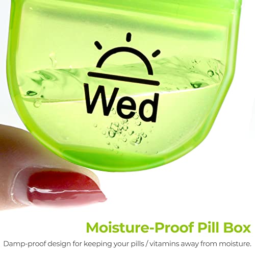 AUVON Pill Box 2 Times a Day, Weekly Pill Organizer AM PM with 7 Daily Pocket Case to Hold Vitamin, Medicine, Medication, and Supplement - color: Clear