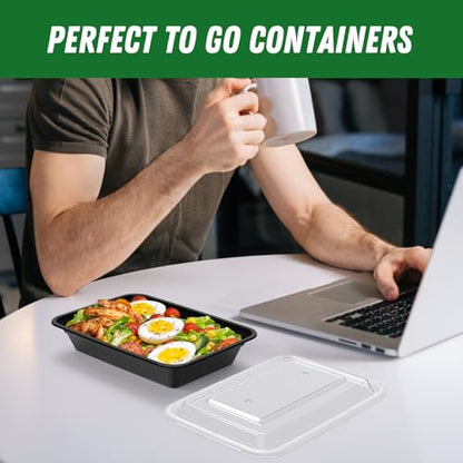 Dealusy 50 Pack (100-Piece) 28 oz Meal Prep Containers Reusable with Lids, Sturdy Leakproof & Food Safe, Microwave, Freezer, Dishwasher Safe Prep Containers, To Go Take Out Plastic Food Storage - size: 28 oz