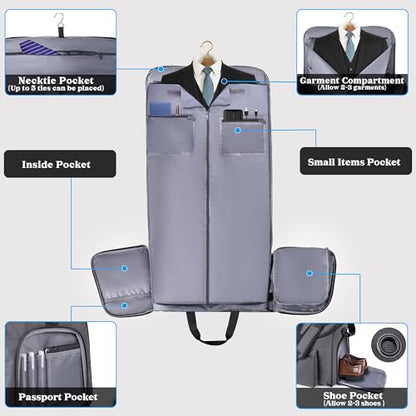 HILOMON Travel Garment Duffle Bag with Laptop Compartment, RFID Blocking Convertible Suit Bag Name Tap Pocket Carry On 2 in 1 Hanging Suit Travel Duffel Work Pouch - color: Laptop Compartment