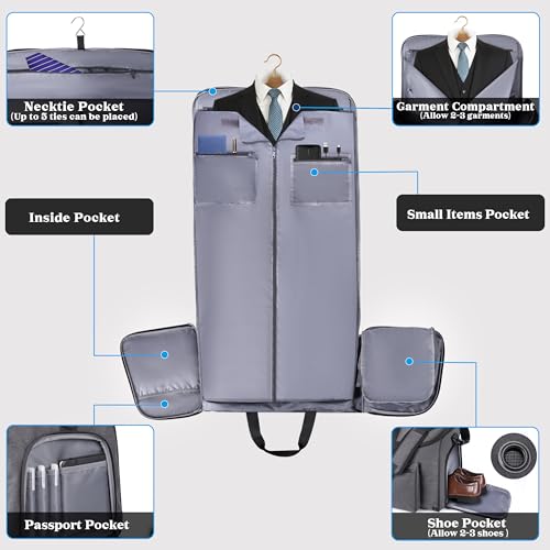 HILOMON Travel Garment Duffle Bag with Laptop Compartment, RFID Blocking Convertible Suit Bag Name Tap Pocket Carry On 2 in 1 Hanging Suit Travel Duffel Work Pouch - color: Laptop Compartment