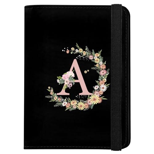 Cute Passport Holder and Holder Combo Passport Cover with RFID Blocking Women Men Compatible Wallet Credit Card Protector（Initial Monogram-A） - color: Black-A
