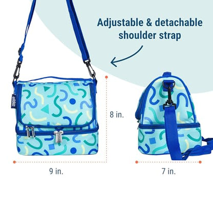 Wildkin Kids Two Compartment Insulated Lunch Bag – Keeps Food Hot or Cold, Easy-Clean Lining, Leak-Resistant & BPA-Free – Boys & Girls, Ideal for School, Travel & Daycare – Confetti Blue - color: Confetti Blue