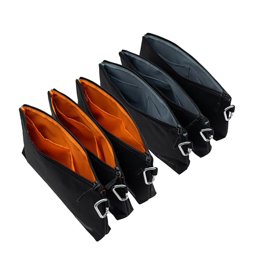 COREFLEX Premium Tool Pouch Zipper Bag, Small Tool Bag, Multipurpose Storage pouch, Heavy duty Flat Bottom Tool bag with YKK Zipper (6 pack Large 12inch Black) - size: 6 pack Large 12inch Black