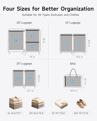 Travel Vacuum Bags with 2026 Lastest Wireless Pump, 8 Pack-4 Sizes Space Saver Vacuum Storage Bags for Luggage and Suitcase, Compression Bags for Packing, Vacuum Seal Bags for Clothing Travel - style: 8 Combo Travel Bags+Wireless Pump