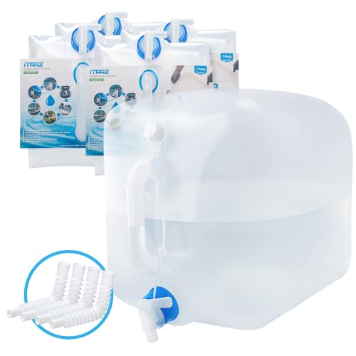 Collapsible Water Container with Spigot & Vent, 4×5.3 Gallon BPA Free Camping Water Storage Jug, for Hiking Backpack Outdoors & Emergency, Portable Survival Kit - Food Grade Transparent PE - color: 4-Pack 5.3 Gal