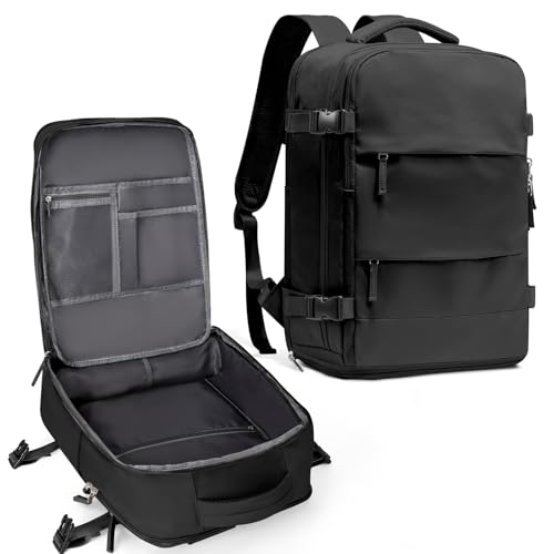 coowoz Travel Backpack For Women Men,Carry On Backpack,Hiking Backpack Waterproof Outdoor Sports Rucksack Casual Daypack Travel Essentials(Black) 25L - color: Black, size: 25l