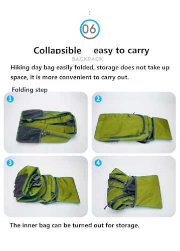 Ultra Lightweight-Packable-Hiking-Backpack Foldable Travel Camping Daypack Casual Outdoor Water-resistant 25L Bags (Green) - color: Green
