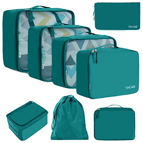 BAGAIL 8 Set Packing Cubes Luggage Packing Organizers for Travel Accessories-Aqua Color - color: Aqua Color, size: 8 Set