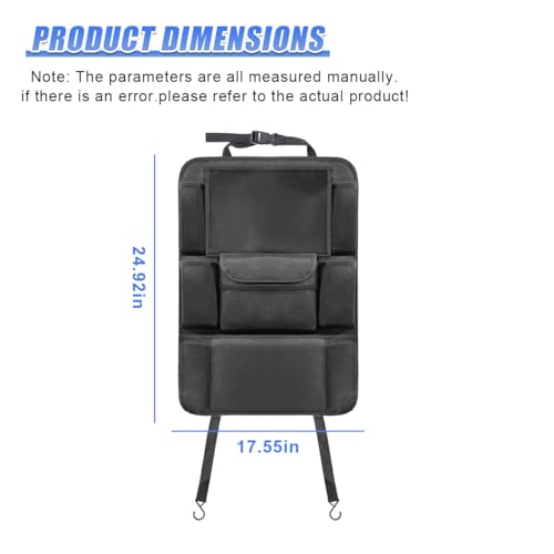 Car Backseat Organizer, Large Capacity Waterproof Auto Back Seat Kick Mats Protector with 12" Touch Screen Tablet Holder, Easy to Clean Car Front Seat Storage Pocket for Road Trip (1PC) - size: 1PC