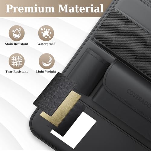 Coverado Car Backseat Organizer(2 Packs) with Tablet Tray, Nappa Leather Organizer for Car Seat Back, Waterproof Car Seat Organizer with Touch Screen, Seat Protector Kick Mats for Kids - size: 2 Packs