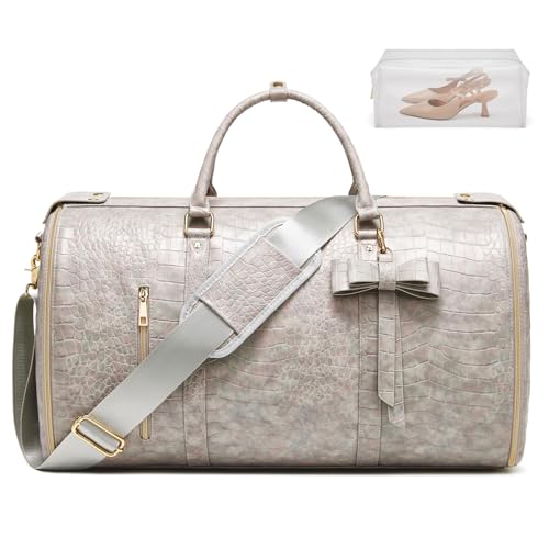 Garment Bags for Travel, Convertible Suit Travel Bag for Women, Stylish Carry On Garment Bag with Toiletry Pocket, Shoulder Strap & Shoes Compartment, 2 in 1 Foldable PU Leather Duffle Bag, Multicolor - color: Multicolor