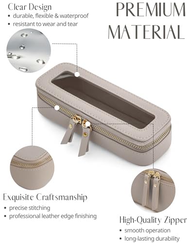 Popvibe Clear Makeup Bag Travel Cosmetic Case Transparent Toiletry Bag with Zipper, Portable Make Up Organizer Traveling Compact Car Bag for Essentials - color: Stone, style: Slim Sleek
