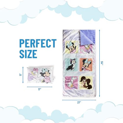 Jay Franco Kids Slumber Bag and Pillow - 54 x 27 Inch Comfy Indoor Sleeping Bag for School and Sleepovers, 2 Piece Set, Purple - Minnie Mouse - color: Purple - Minnie Mouse