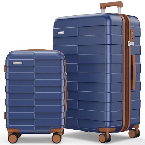 Vipbox Luggage Sets 2 Piece 20/28 Inch (3-YEARS VIP SERVICE) Hardside Expandable Lightweight Ultra Durable 100% Polycarbonate Carry On Travel Suitcase with Spinner Wheels TSA Lock, Classic Blue - color: Classic Blue, size: 2-Piece Set (20/28)