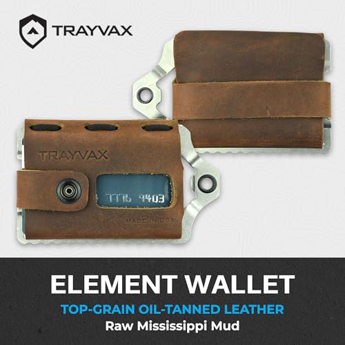 Trayvax Element Wallet, RFID Front Pocket Credit Card Holder with Money Clip, Minimalist Slim Leather Metal Wallet for Men and Women - color: Raw | Mississippi Mud