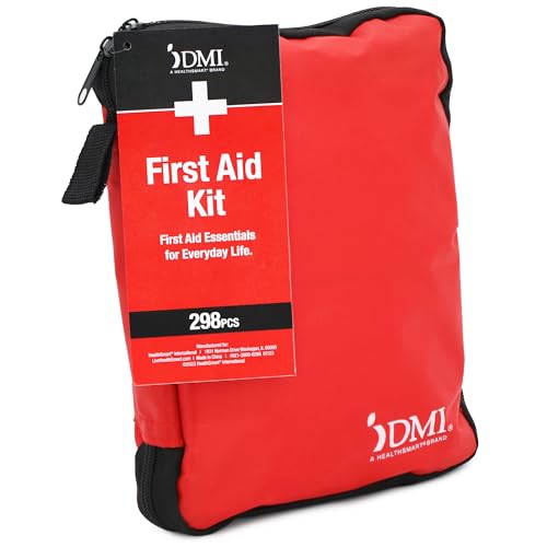 DMI 298-Piece Complete Emergency First Aid Kit, Treats Pain, Swelling, Cuts, Scrapes & Burns, Complete First Aid Guide Included, Clear Pocket Organization, Durable Zippered Travel Bag - size: 298 Piece