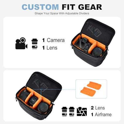 Vogano Camera Bag Protective Covers Photography Shoulder Bag Compatible for Nikon, Canon, Sony DSL/SLR/Mirrorless Equipment Travel Waterproof (Black) - color: 1.0 Black