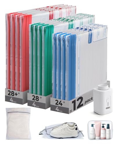 BAGSMART Vacuum Bags for Travel with Rechargeable Air Pump, Portable Space Saver Bags for Travel & Home, Vacuum Compression Seal Bag for Clothing, Blanket, 15 Pack Multicolor - color: Multicolor, size: 15 Pcs Travel Sets