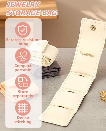6PCS Mini Jewelry Travel Pouch, Foldable Jewelry Roll Bag with Buckle for Journey Rings Necklaces Earrings