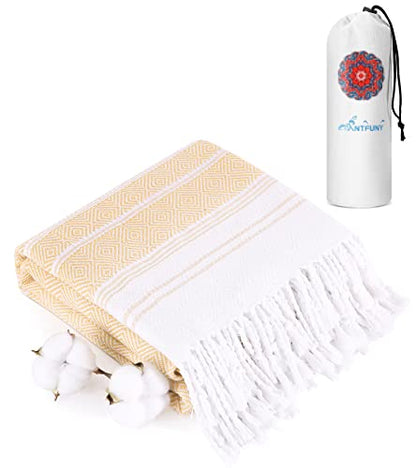 Antfuny Turkish Beach Towels Vacation Essentials Quick Dry Sand Free Oversized Bath Pool Swim Towel Extra Large XL Big Blanket Adult Men Travel Cruise Accessories Must Haves Clearance Yellow - color: Thicker Mustard, size: 72 x 36 inch