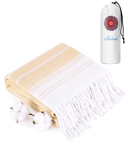 Antfuny Turkish Beach Towels Vacation Essentials Quick Dry Sand Free Oversized Bath Pool Swim Towel Extra Large XL Big Blanket Adult Men Travel Cruise Accessories Must Haves Clearance Yellow - color: Thicker Mustard, size: 72 x 36 inch
