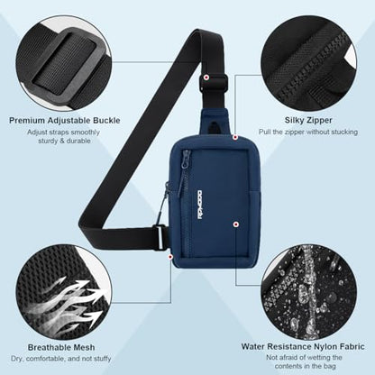 Small Sling Bag for Women Men Chest Bag Water Resistance Mini Crossbody Bag Adjustable Strap Lightweight Shoulder Bag - color: 02-sea Blue
