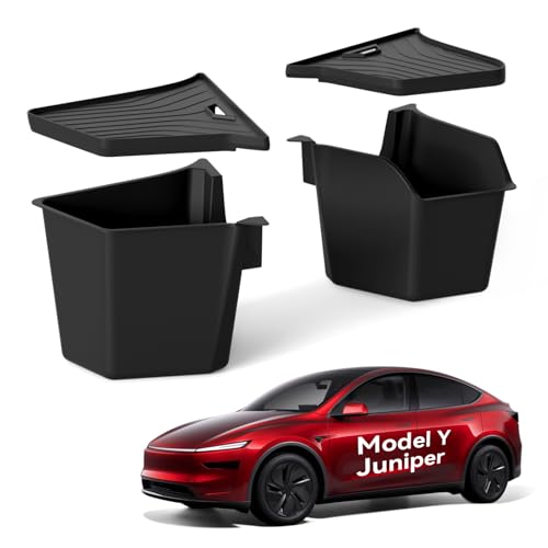 for Tesla Model Y Juniper Accessories (2025-2026) Trunk Storage Bins,Rear Trunk Organizer TPE Waterproof Trunk Storage Bins Side Box with Lids for Tesla Interior Accessories - style: New Model Y Juniper