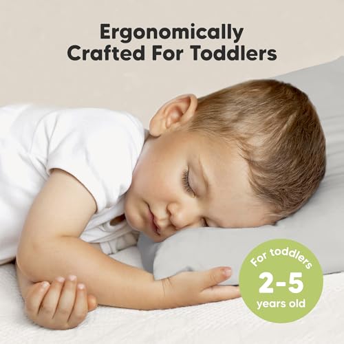 KeaBabies Organic Toddler Pillow with Pillowcase, Jumbo 14X20 - Soft Cotton Toddler Pillows for Sleeping - Machine Washable - Perfect for Travel, Toddler Bed Set (French Gray) - color: French Gray