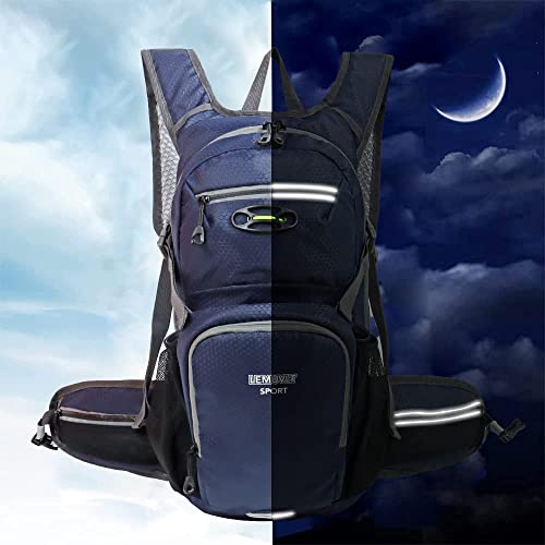 Hiking Daypack Waterproof Biking Backpack 15L Lightweight Durable Backpack for Ski Snowboarding Running MTB Cycling - color: Navy