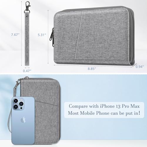 Fintie Family Passport Holder Wallet, RFID Blocking Travel Document Organizer Clutch Bag Credit Cards Case Cover for Women Men - color: Snowflake Gray