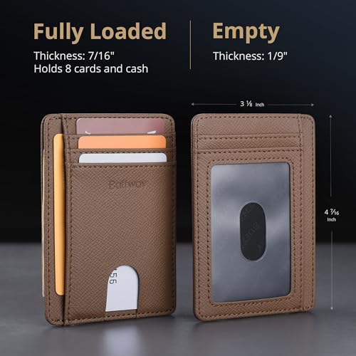 Buffway Slim Minimalist Front Pocket RFID Blocking Leather Wallets for Men and Women - Galaxy Maroon - color: Galaxy Maroon