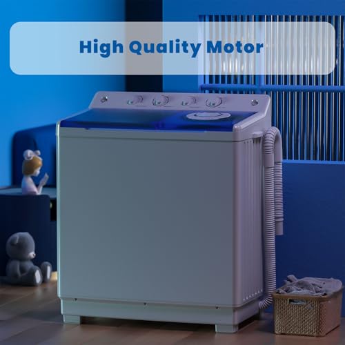 Auertech Portable Washing Machine, 40lbs Twin Tub Washer Large Laundry Machine with Drain Pump, Semi-automatic 24lbs Washer 16lbs Spinner Combo for Dorms, Apartments, RVs - size: 40lbs capacity
